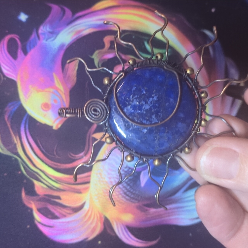 Handcrafted Blue Sunburst Pendant